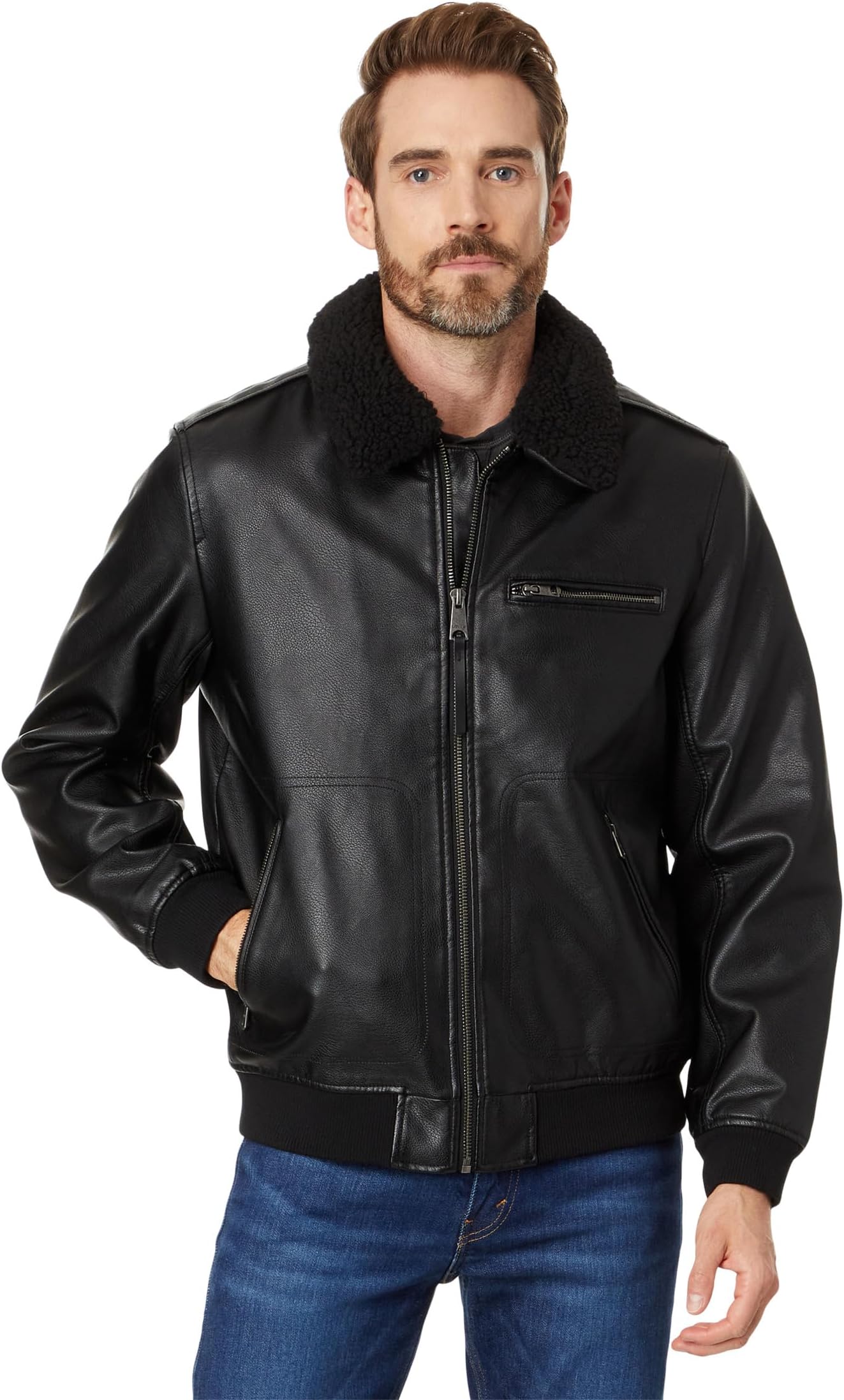

Куртка Levi's Faux Leather Bomber Jacket, черный