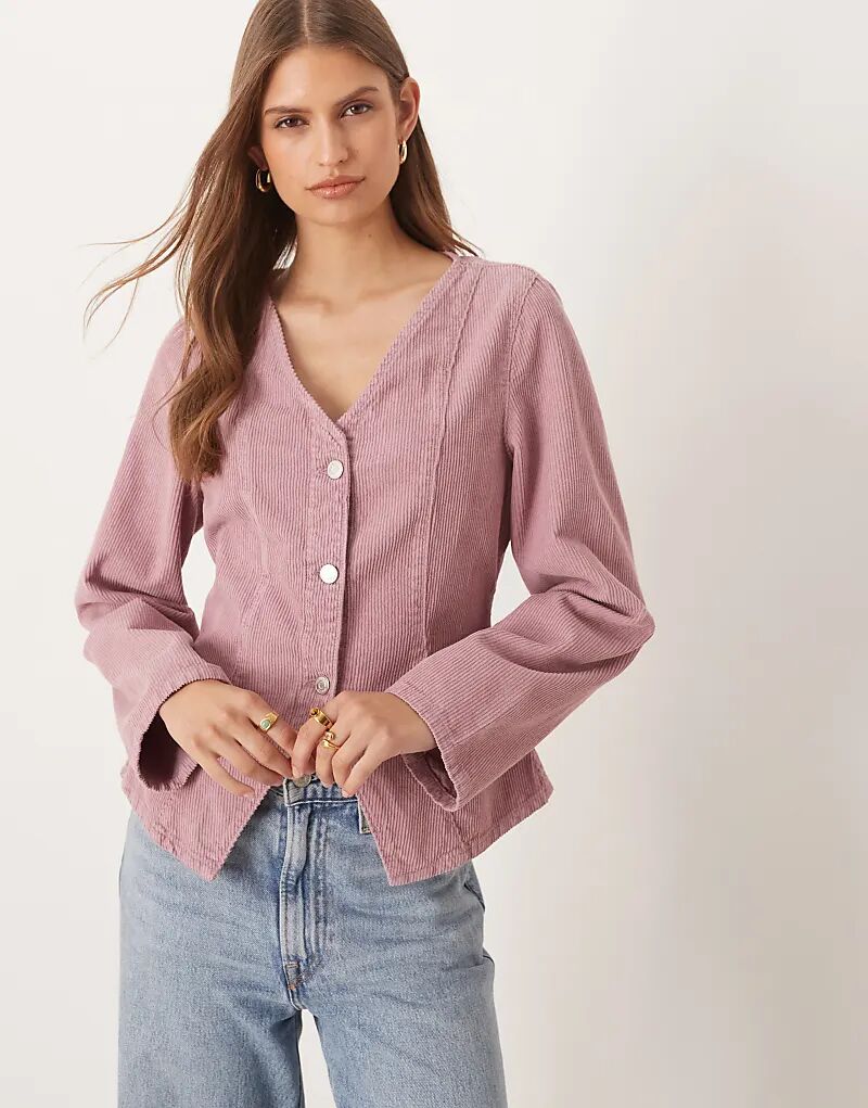 

Вельветовый лонгслив ASOS DESIGN с длинными рукавами и приталенной талией