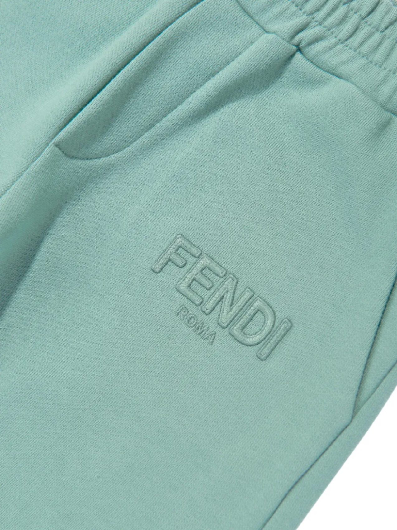 Спортивные брюки с вышитым логотипом Fendi Kids, зеленый — фото 3