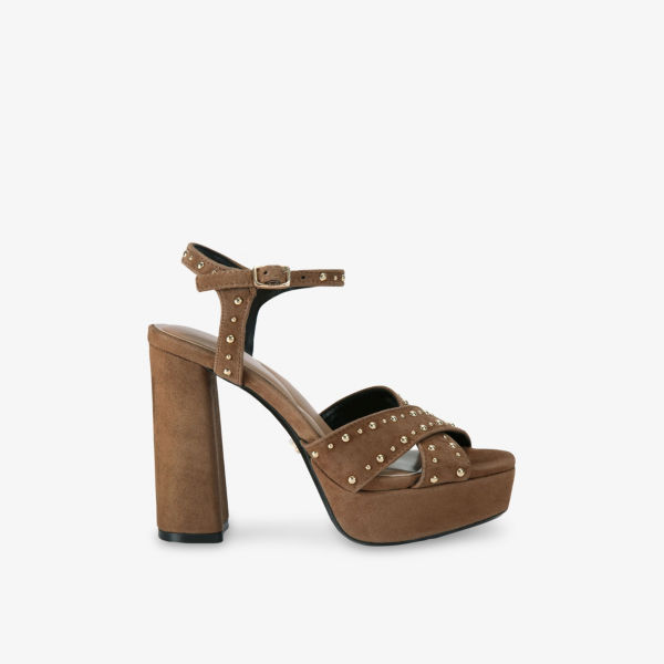 Сандалии на платформе Carvela Cinzia с каблуком из замши, коричневый