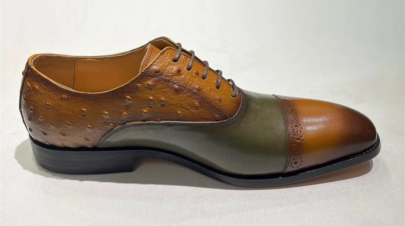 Мужские официальные туфли Santimon Oxfords - стильные и удобные дерби с носком из натуральной кожи для свадеб и делового повседневного образа, коричневый — фото 2