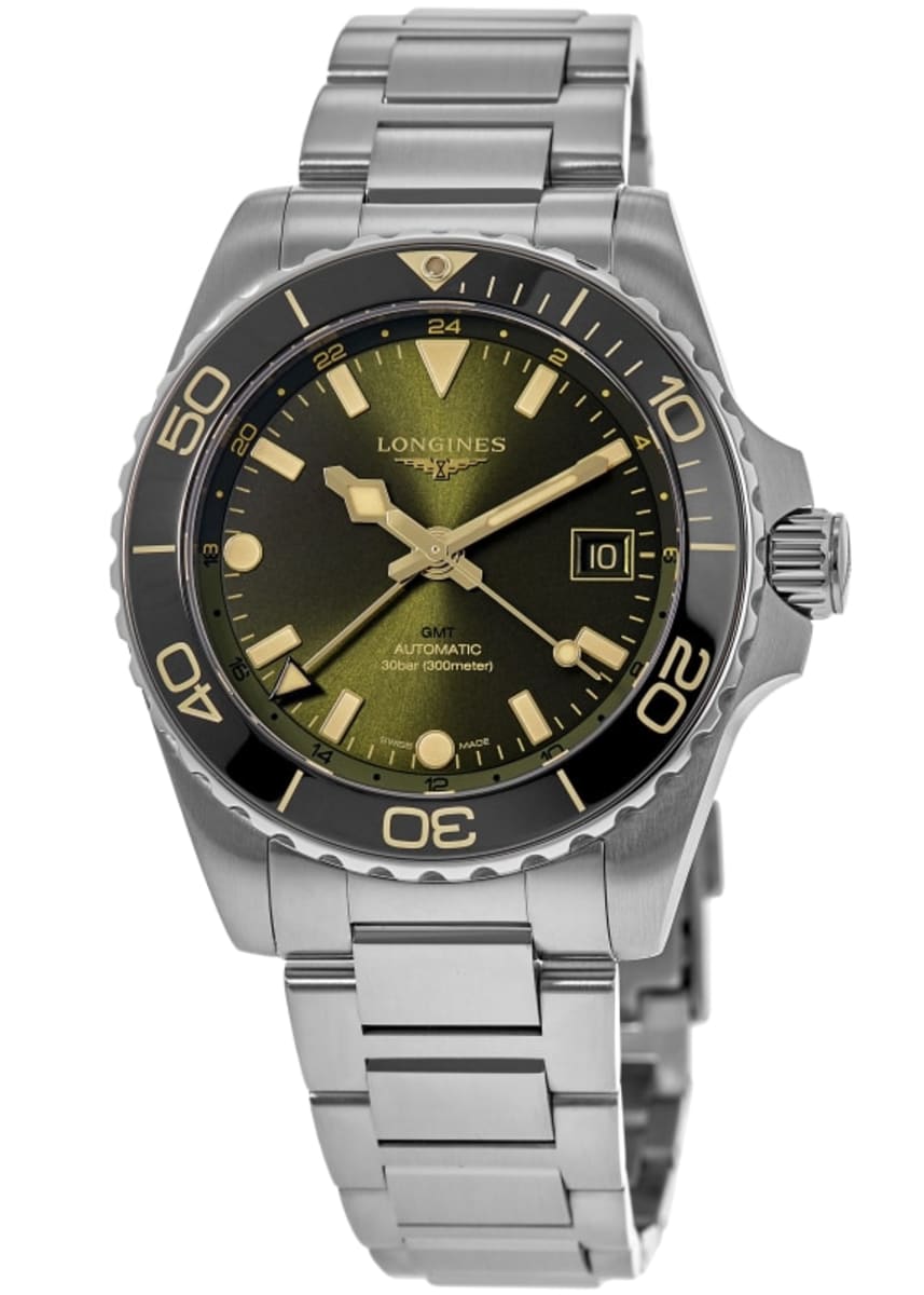 

Longines HydroConquest GMT Автоматические мужские часы из стали с зеленым циферблатом L3.790.4.06.6
