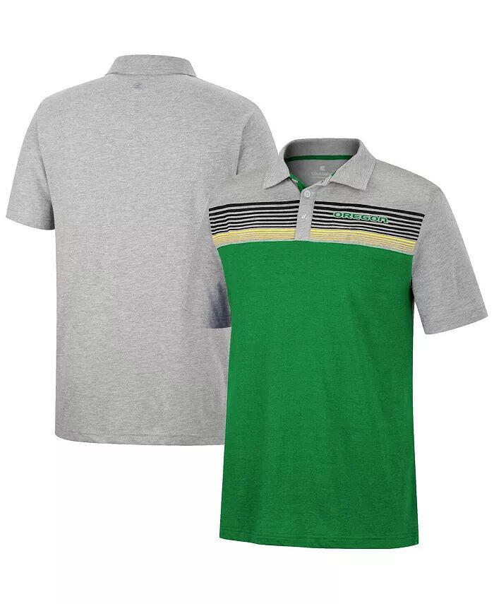 

Мужская рубашка поло Oregon Ducks Caddie зеленого, серого цвета Colosseum
