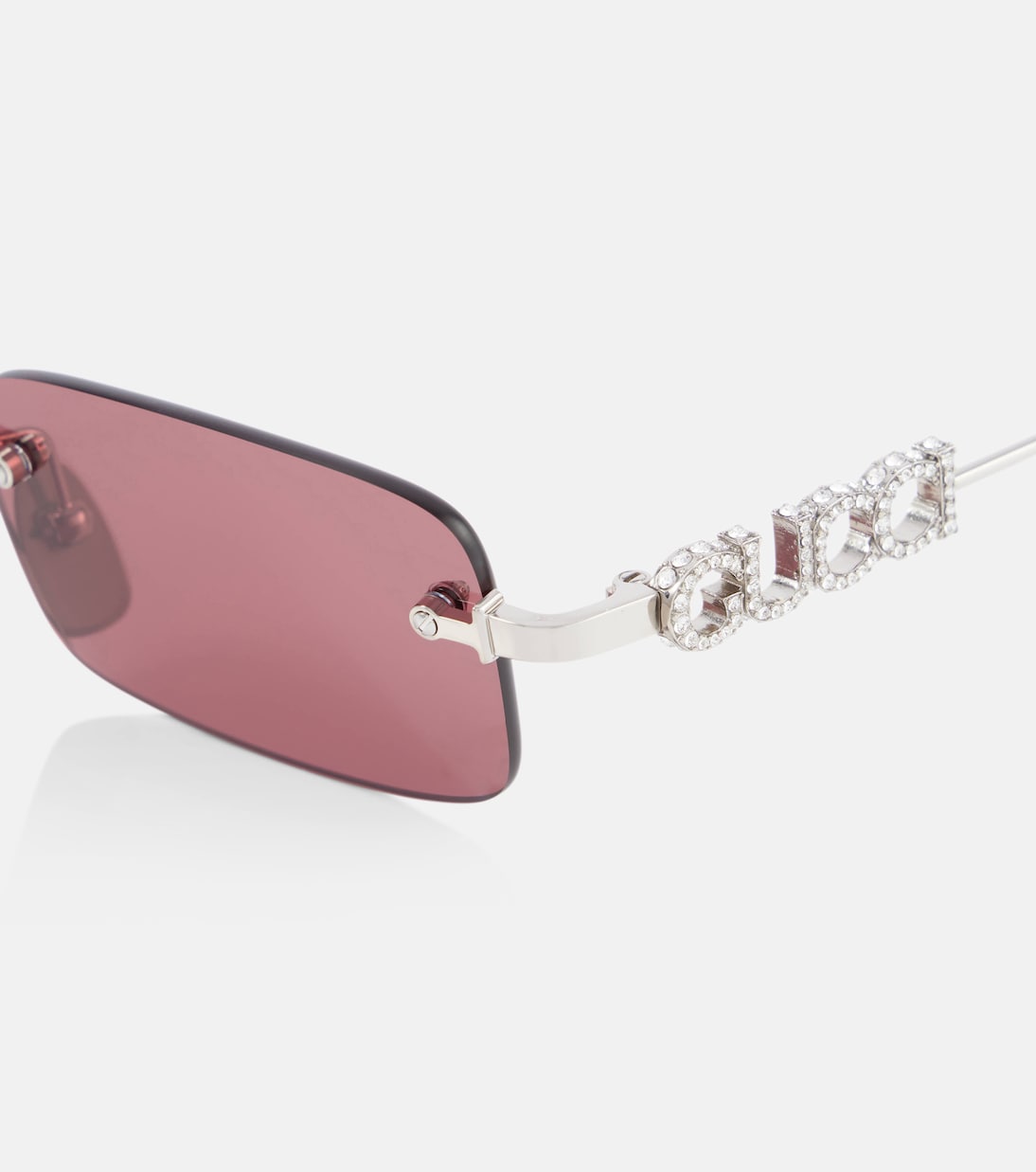 Прямоугольные солнцезащитные очки с логотипом Gucci, Silver-Silver-Red — фото 2