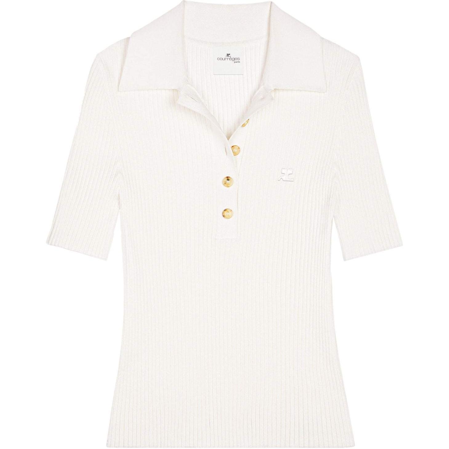 

Классическая поло из ребристого трикотажа COURREGES, белый