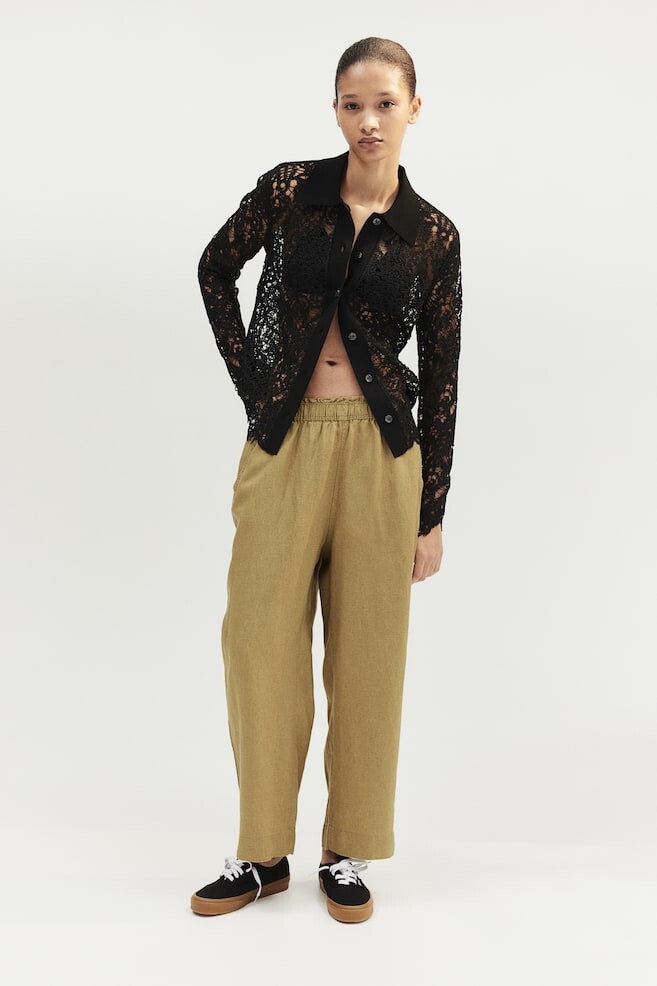 

Льняные брюки длиной до щиколотки H&M, зеленый