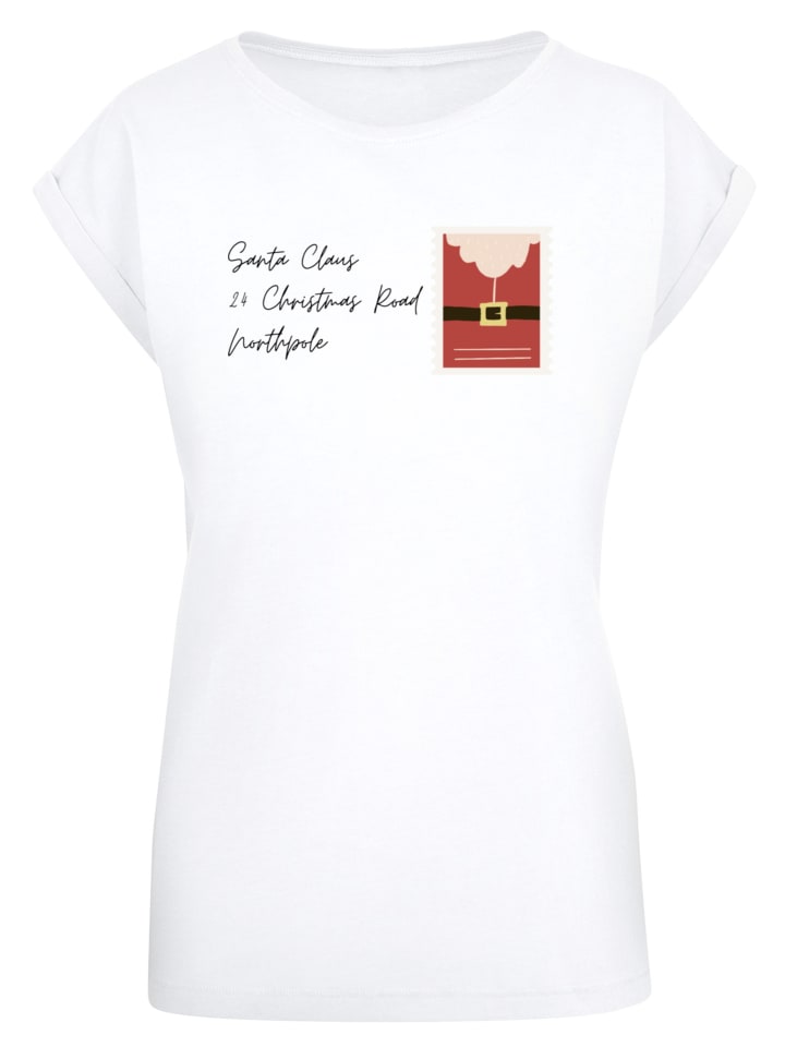 

F4NT4STIC Футболка с Санта-Клаусом и рождественской надписью белого цвета, Белый, F4NT4STIC Футболка с Санта-Клаусом и рождественской надписью белого цвета