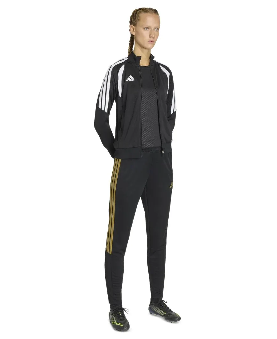 Женский тренировочный спортивный костюм, брюки стандартного кроя Adidas, черный/темно-football золото — фото 2