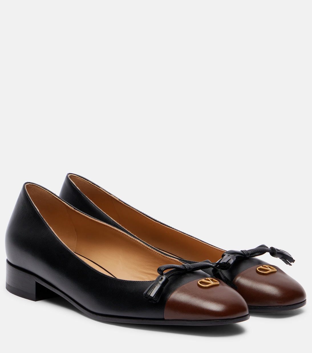 Балетки Valet Du Roi из кожи Valentino Garavani, Nero-Light Coffee