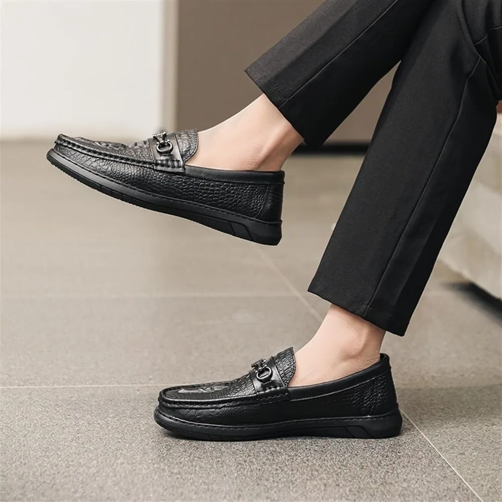 Лоферы кожаные Casual Mens Loafers Slip On Leather Breathable Comfortable Loafers for Party Business Casual Dress Shoes, черный HBNCFTI — фото 2