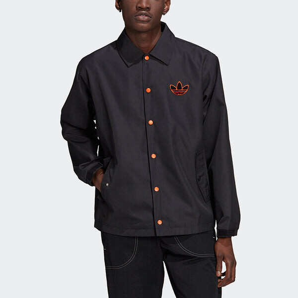 Куртка adidas originals Big Trfl Jkt Athleisure Casual Sports Embroidered Logo Woven Jacket Black, черный — фото 4