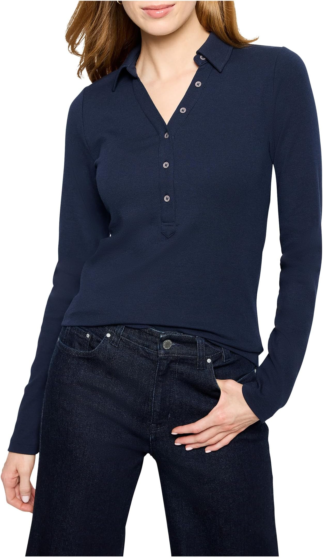 

Поло NIC+ZOE Perfect Knit Rib Polo, цвет Dark Indigo