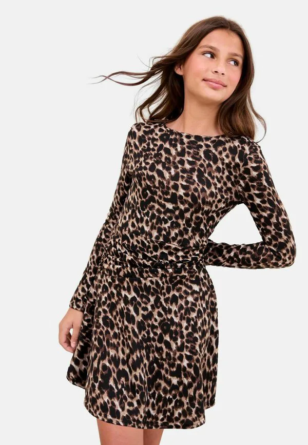 Платье-Джерси прямого кроя с присборенной талией Lipsy, Black Leopard Print