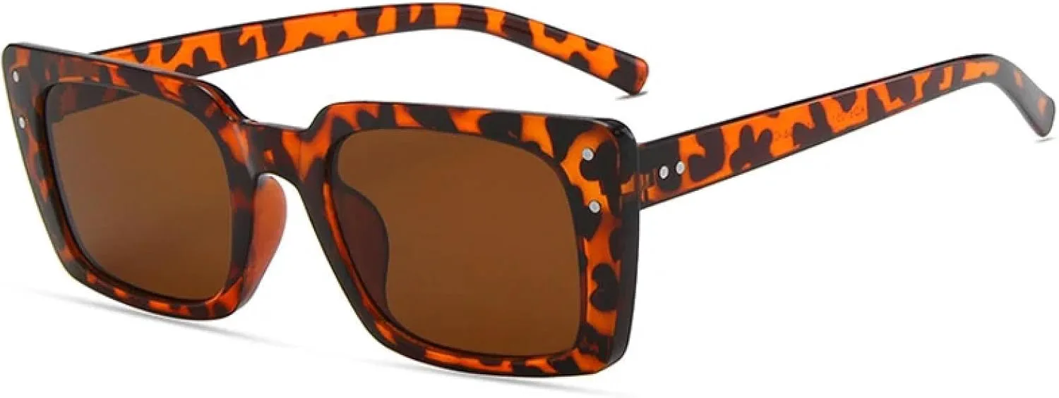 

Солнцезащитные очки в ретро-оправе для женщин и мужчин, модные, для активного отдыха, спорта, вождения, защита от УФ-излучения UV400 TKKTLLT, Leopard Brown