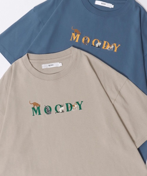 

Футболка с вышивкой животных и призраков SITRY, бежевая