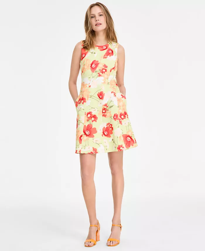 

Женское платье с принтом из ткани scuba, силуэт "fit & flare" Vince Camuto, зеленый