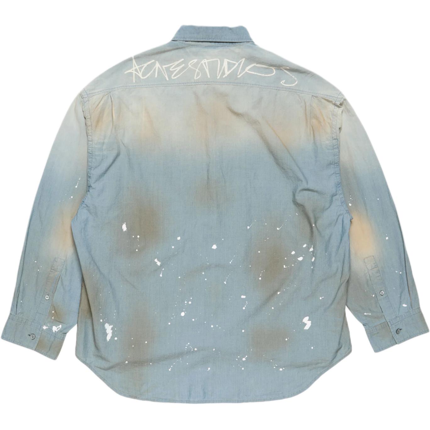 

Хлопковая рубашка с эффектом брызг краски Acne Studios, светло-голубой