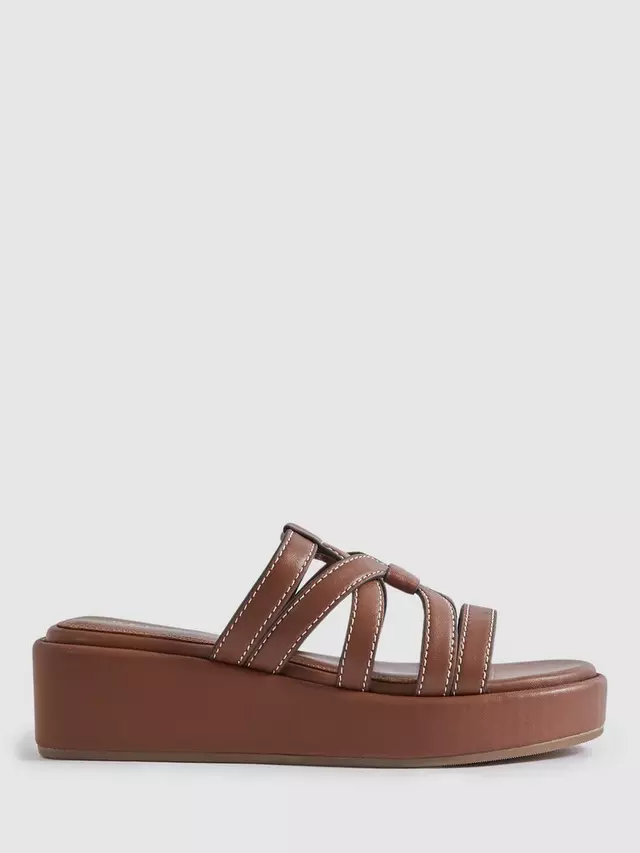 

Сандалии Reiss Naya Leather Platform, цвет tan