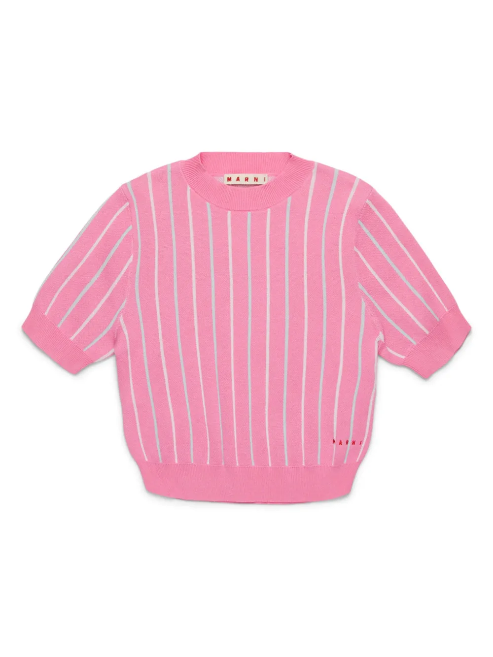 

Трикотажный топ в полоску Marni Kids, розовый
