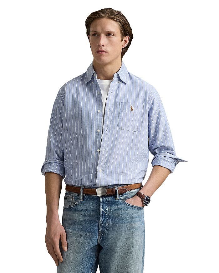 

Классическая полосатая рубашка Oxford Polo Ralph Lauren, синий