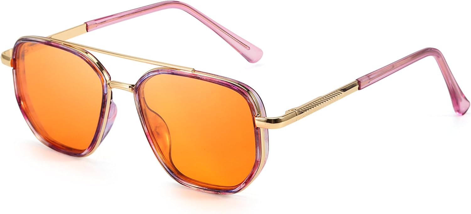 

Женские поляризованные солнцезащитные очки-авиаторы IGnaef с защитой от спутывания линз и УФ-излучения, модель IF6002, 2025 года, C06 Pink Tortoise Frame / Orange Lenses