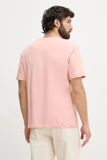 Футболка мужская Lacoste базовая, 100% хлопок, розовый — фото 3