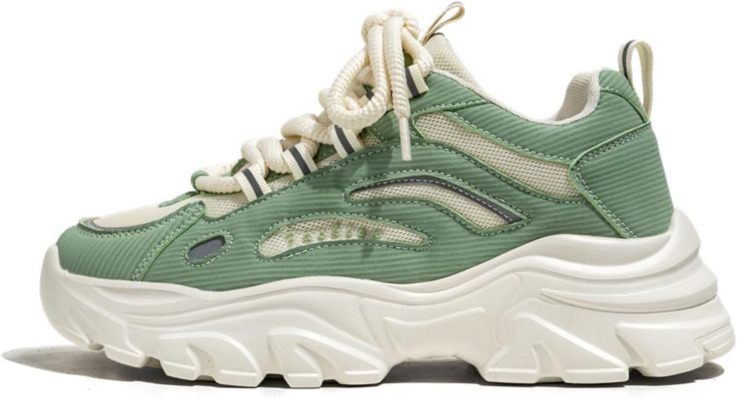 

Мужские модные массивные кроссовки на платформе, удобные, легкие, дышащие, с шнуровкой, низкие, с нескользящей подошвой, для повседневной носки, тенниса, бега, тренажерного зала и занятий на открытом воздухе Yrzhgdl, зеленый
