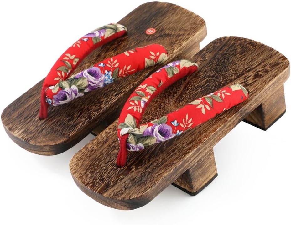 

Деревянные клоги для женщин, сандалии гета, японские таби, шлепанцы-нимы, мужские мюли, тапочки на платформе для подростков - для косплея, комфортная обувь для ходьбы и стояния весь день, костюм гейши Geerta, красный