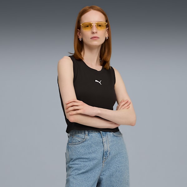 

Женская ребристая майка Puma Elevated Essentials, черный