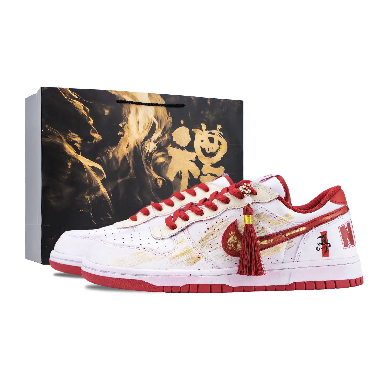 

Nike Кроссовки для скейтбординга Big Red Fortune Horse Abrasion Resistant Low Top мужские бело-красные