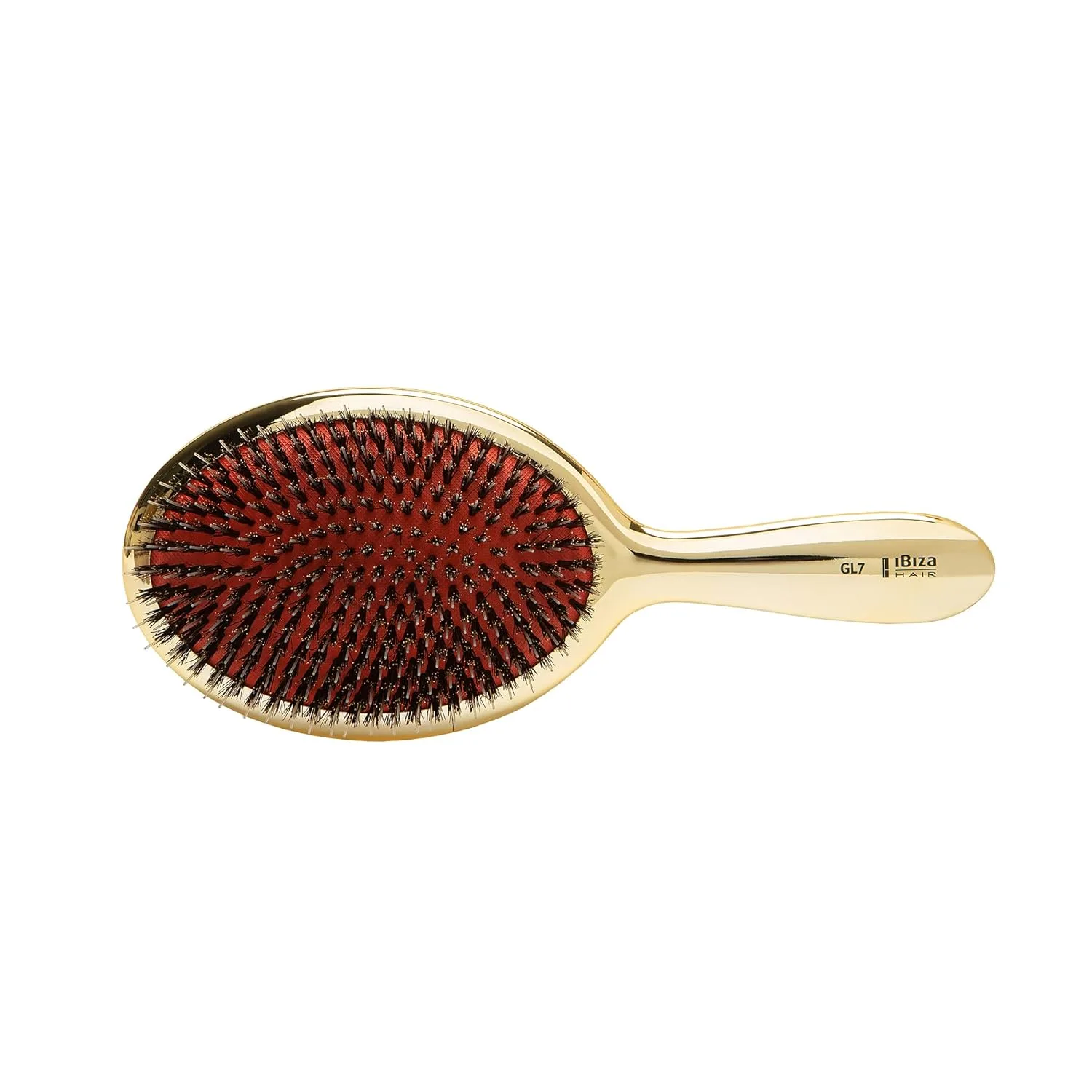 Щетка для волос Ibiza Hair Extra Large Oval Boar (GL7 - Gold Metallic) с щетиной из кабана и нейлона для стимуляции кожи головы и естественного блеска, White