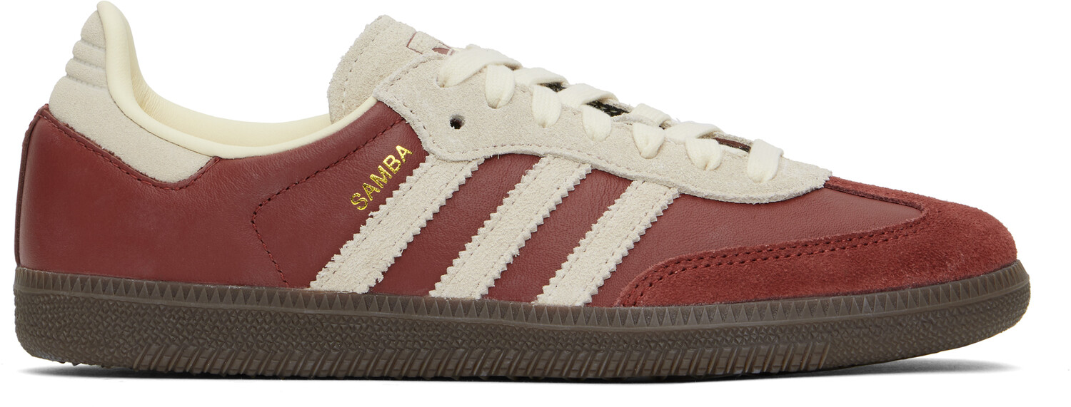 

Бордовые и кремово-белые кроссовки Samba OG Adidas Originals, Белый, Бордовые и кремово-белые кроссовки Samba OG Adidas Originals