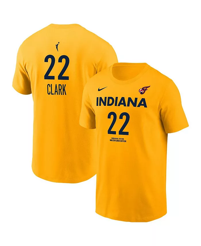 

Мужская и женская футболка Caitlin Clark Gold Indiana Fever с именем и номером Nike
