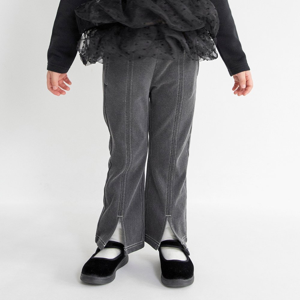 Расклешенные джинсовые брюки на флисовой подкладке с разрезами. Branshes, gray