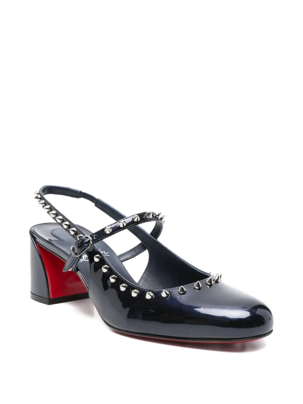 55-миллиметровые туфли Janispikes с ремешком на пятке и шипами Christian Louboutin, синий — фото 2