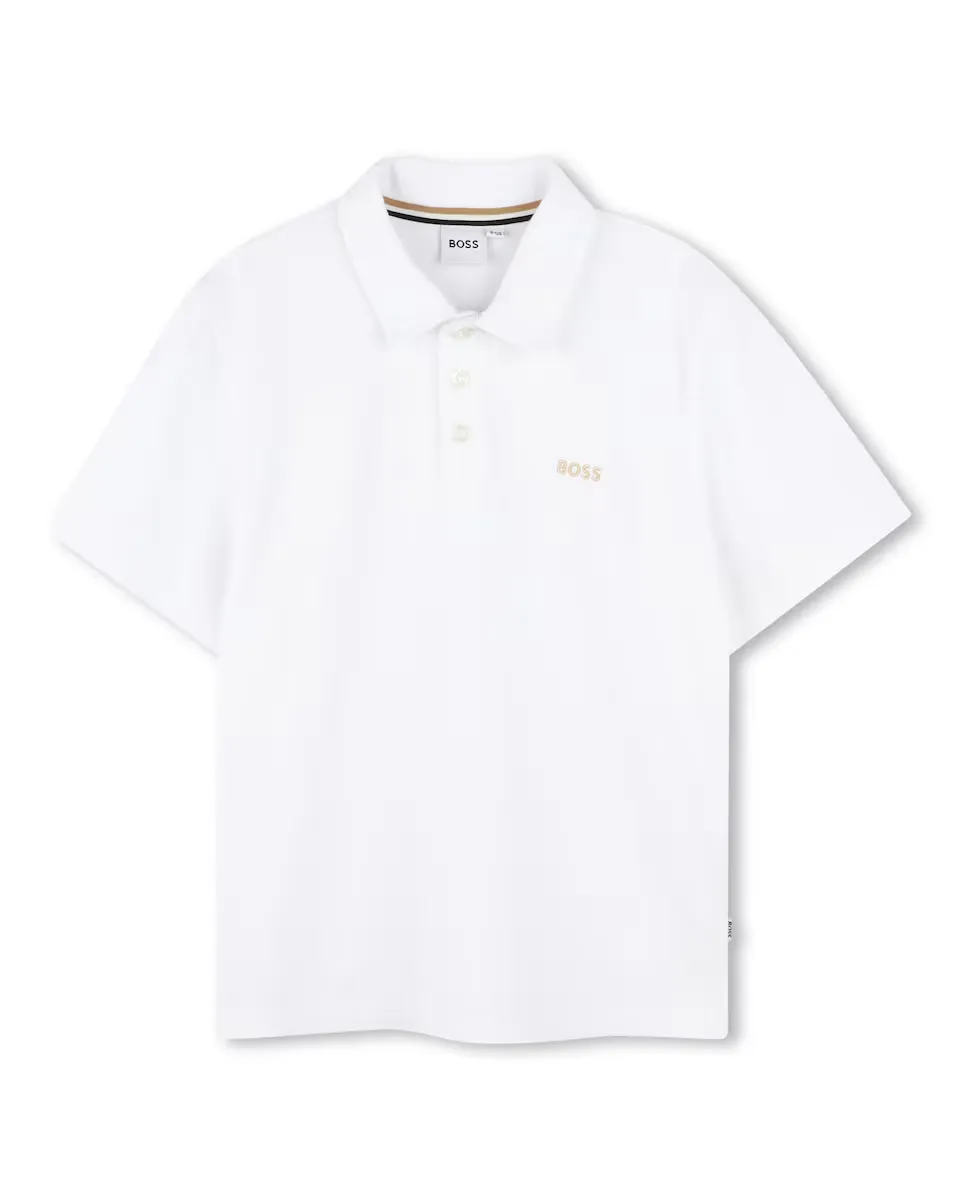 

Рубашка поло для мальчика из белого хлопка BOSS Kidswear, белый