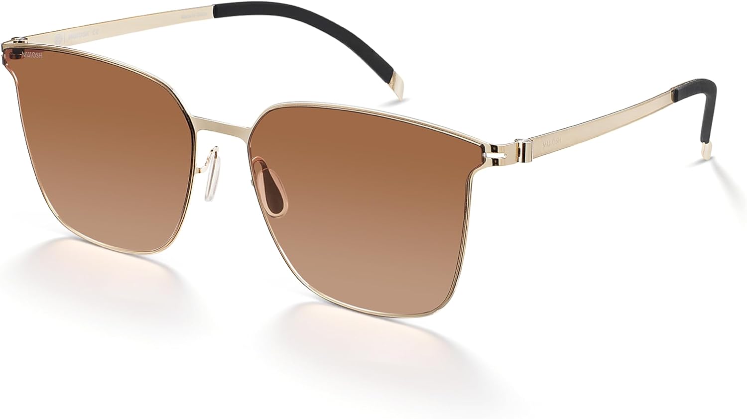 

Солнцезащитные очки MUJOSH квадратные, без винтов, металлические, 19 г, силиконовые наконечники, UV400, цвет «Рассветное золото», бренд EssilorLuxottica, Dawn Gold/Gradual Brown 502