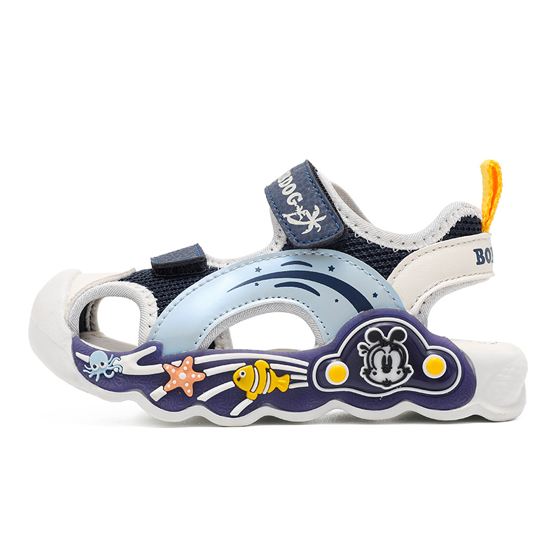 

Износостойкие дышащие низкие детские сандалии для детей 3-7 лет BOBDOG, темно-синий/бежевый