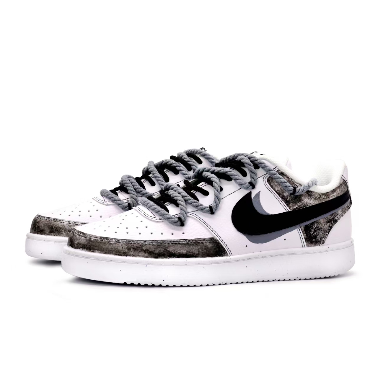 Кроссовки Nike Court Vision 1 нескользящие амортизирующие износостойкие мужские низкие черно-бело-серые — фото 3