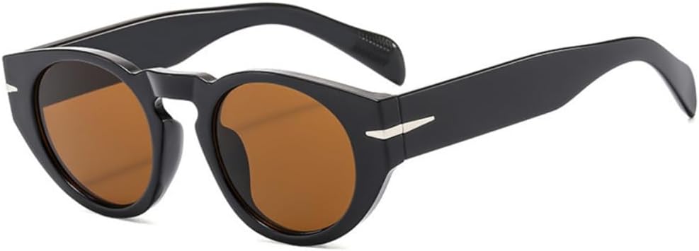 

Ретро мужские круглые солнцезащитные очки, женские солнцезащитные очки с широкими дужками, винтажные солнцезащитные очки с защитой от УФ-излучения UV400 VFDHN, Black Tea