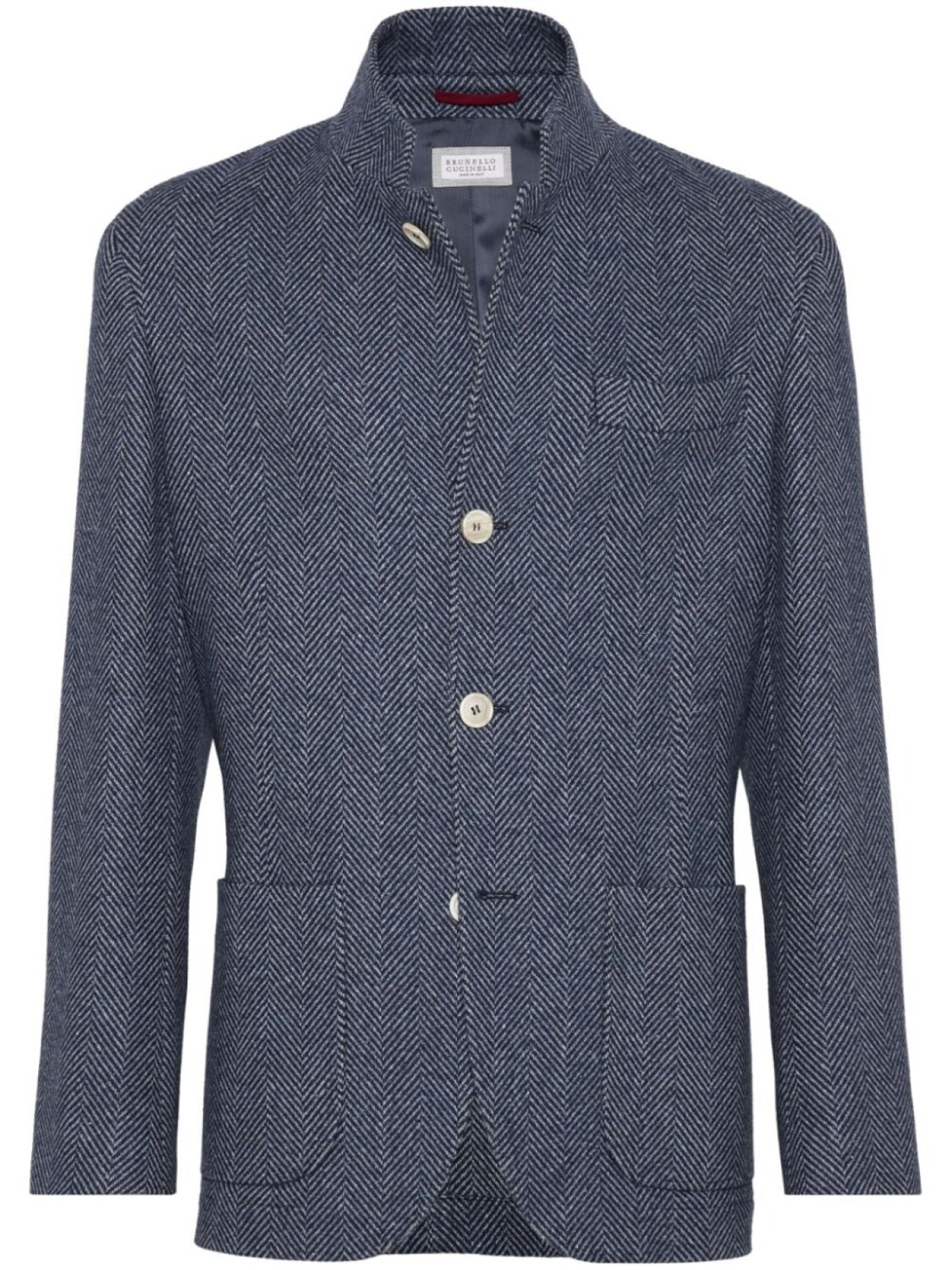 

Brunello Cucinelli непромокаемая куртка с узором в елочку, синий