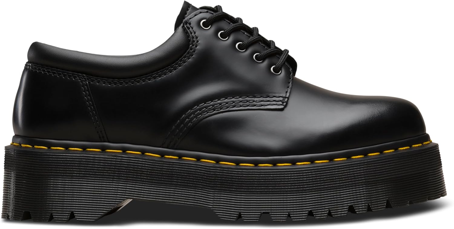 Dr. Martens Unisex 8053 Quad 5-Eye Shoe, Black Polished Smooth — фото 4