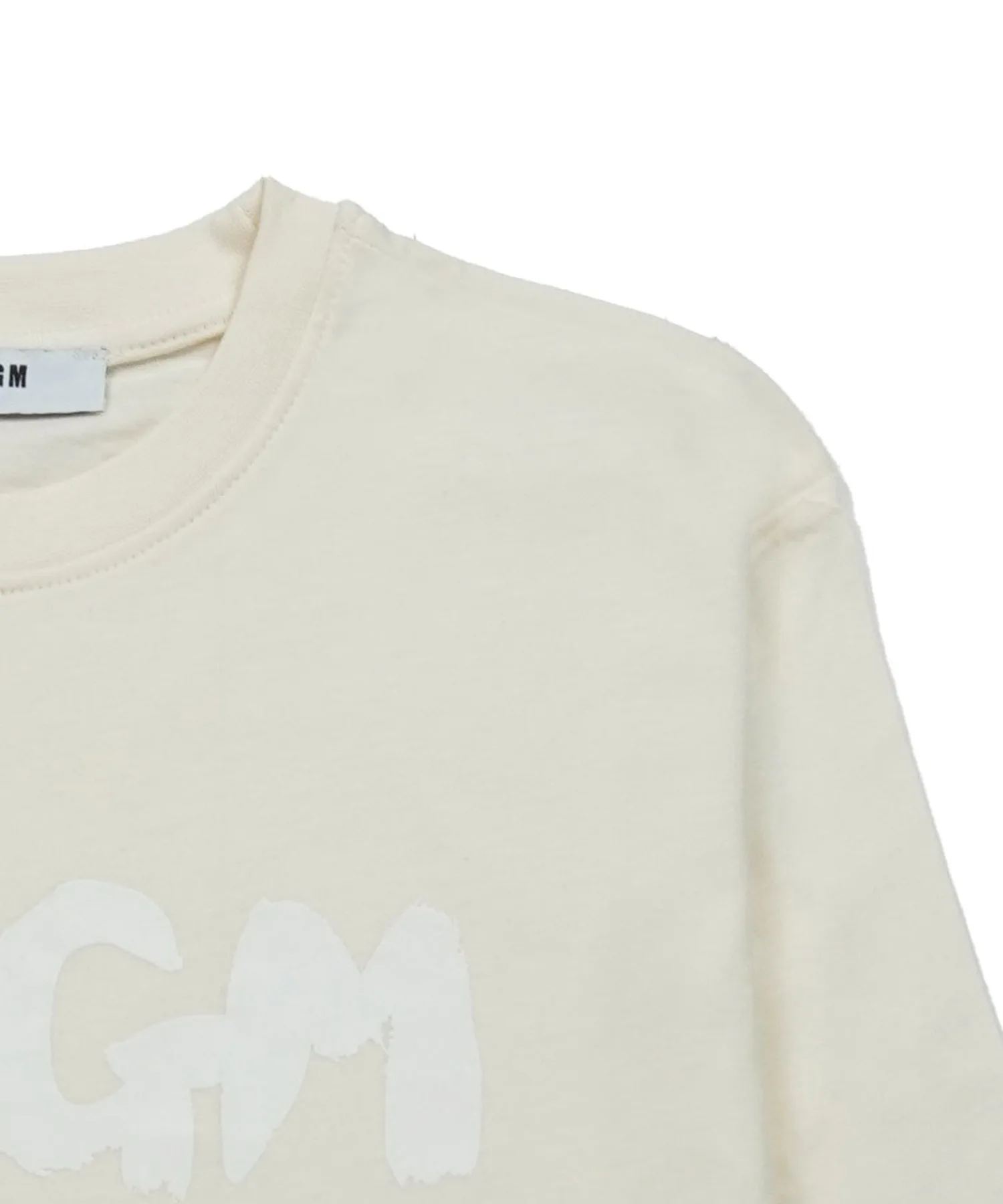 Детская футболка с длинным рукавом NEW BRUSH STROKE LOGO MSGM KIDS кремовая — фото 4