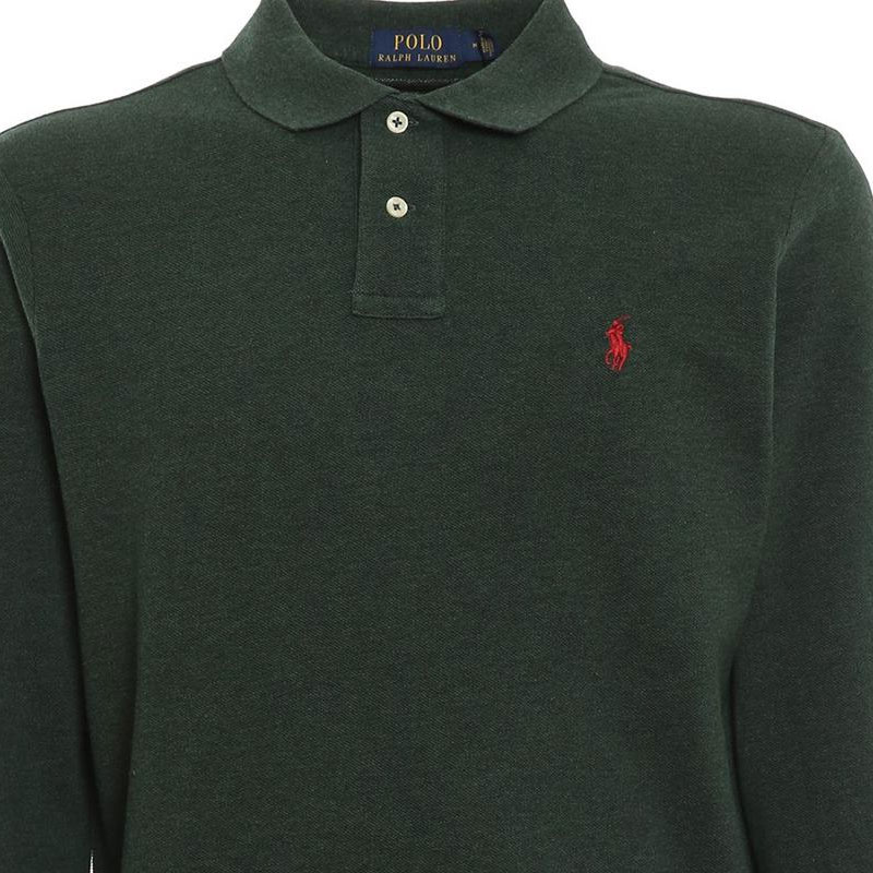 Поло с длинным рукавом Polo Ralph Lauren, тёмно-зелёный — фото 4