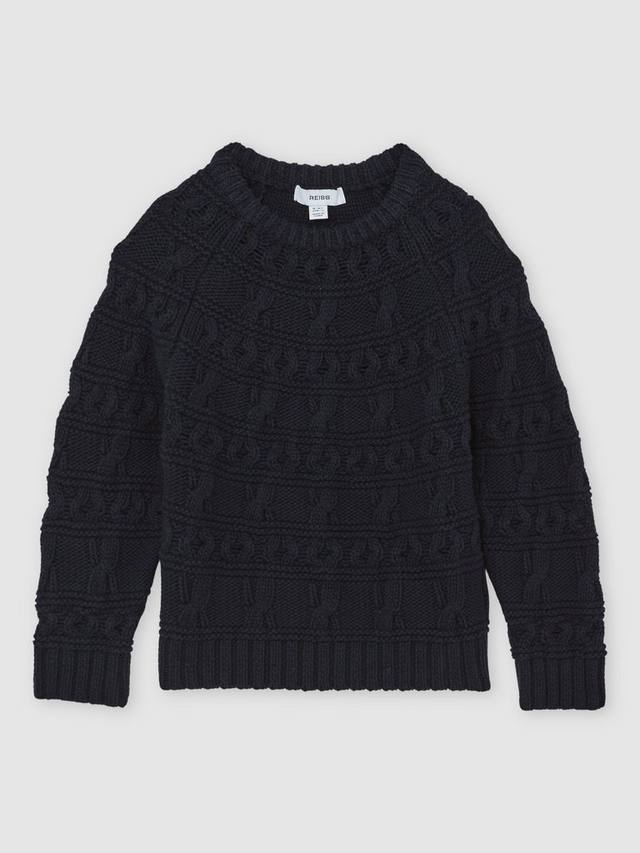 

Детский джемпер Lark из шерстяной смеси с косой Reiss, Navy
