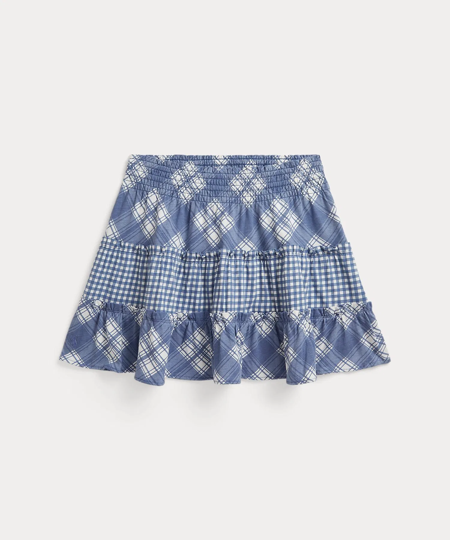 Детская юбка в клетку POLO RALPH LAUREN CHILDRENSWEAR с воланами синяя