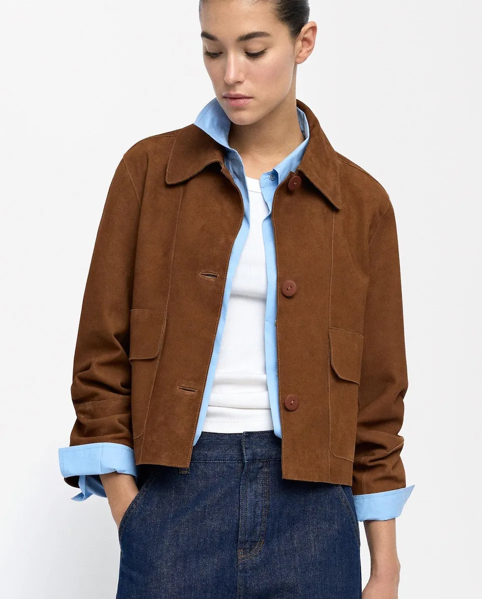 

Женская куртка из 100% кожи с выраженными швами Parfois, коричневый