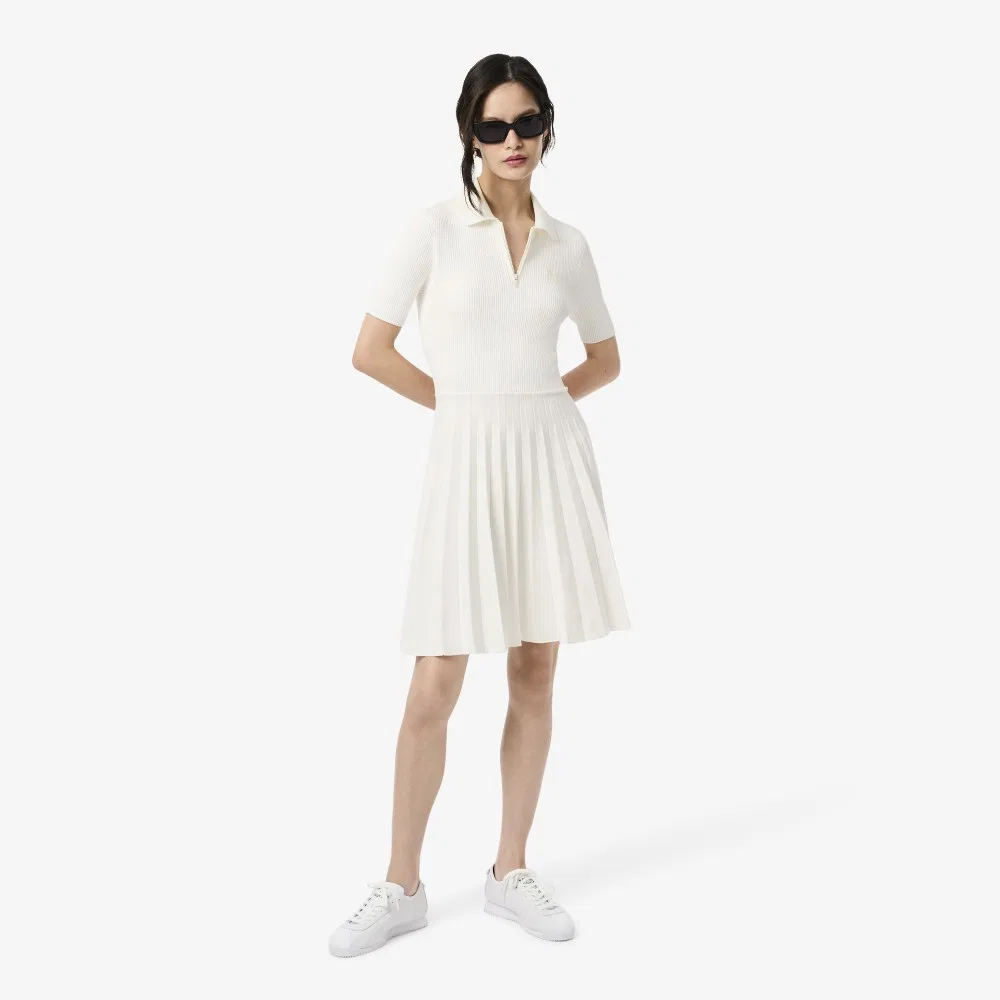 Платье-поло Lacoste с 3D-текстурой, Офвайт