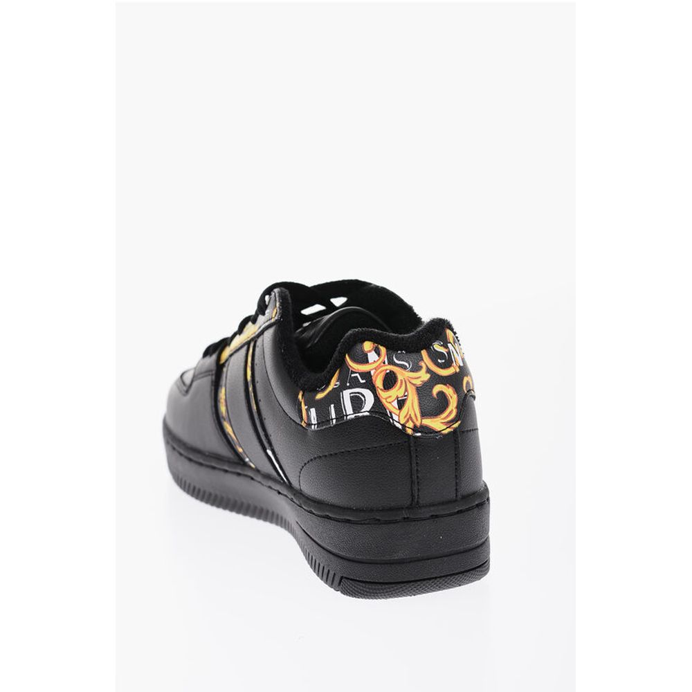 Кроссовки JEANS COUTURE из кожи MEYSSA с низким верхом и принтом Baroque M Versace, Black — фото 2