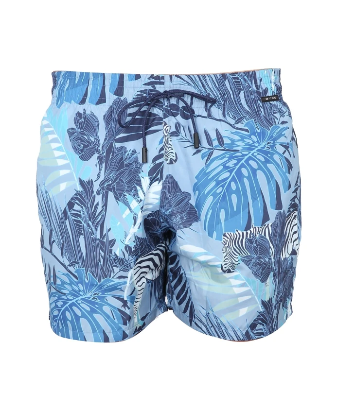 

Боксерские шорты с длинным цветочным принтом Etro, синий